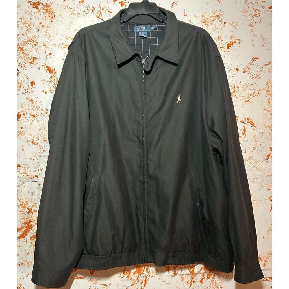 Vintage Polo Ralph Lauren Harrington Jacket Black Full Zip Plaid Lined 3XLT